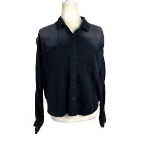 BDG Denim Ombre Shirt Womens Medium Long Sleeve Chambray Button Down Boxy Black